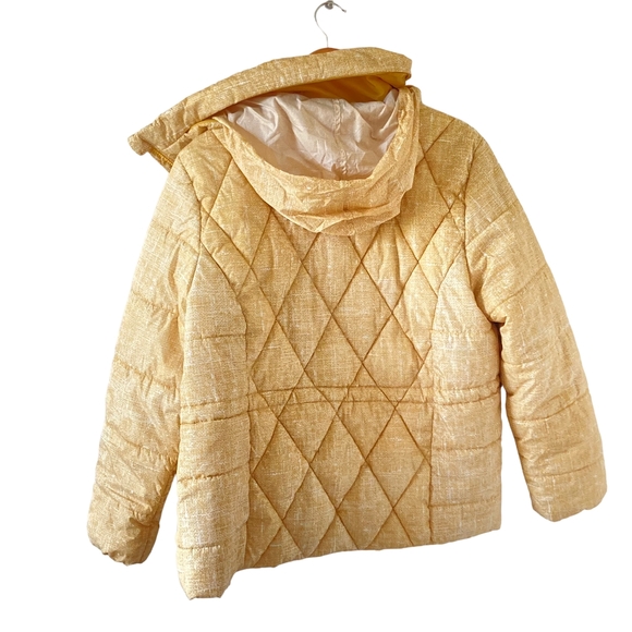 Marks and Spencer Women's Mustard Print Hooded Puffer Jacket, UK Size 16 - Picture 4 of 16